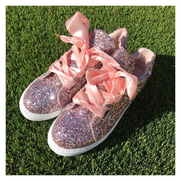 New Arrival- Rose Gold Glitter Sneakers - Picture 3 of 7